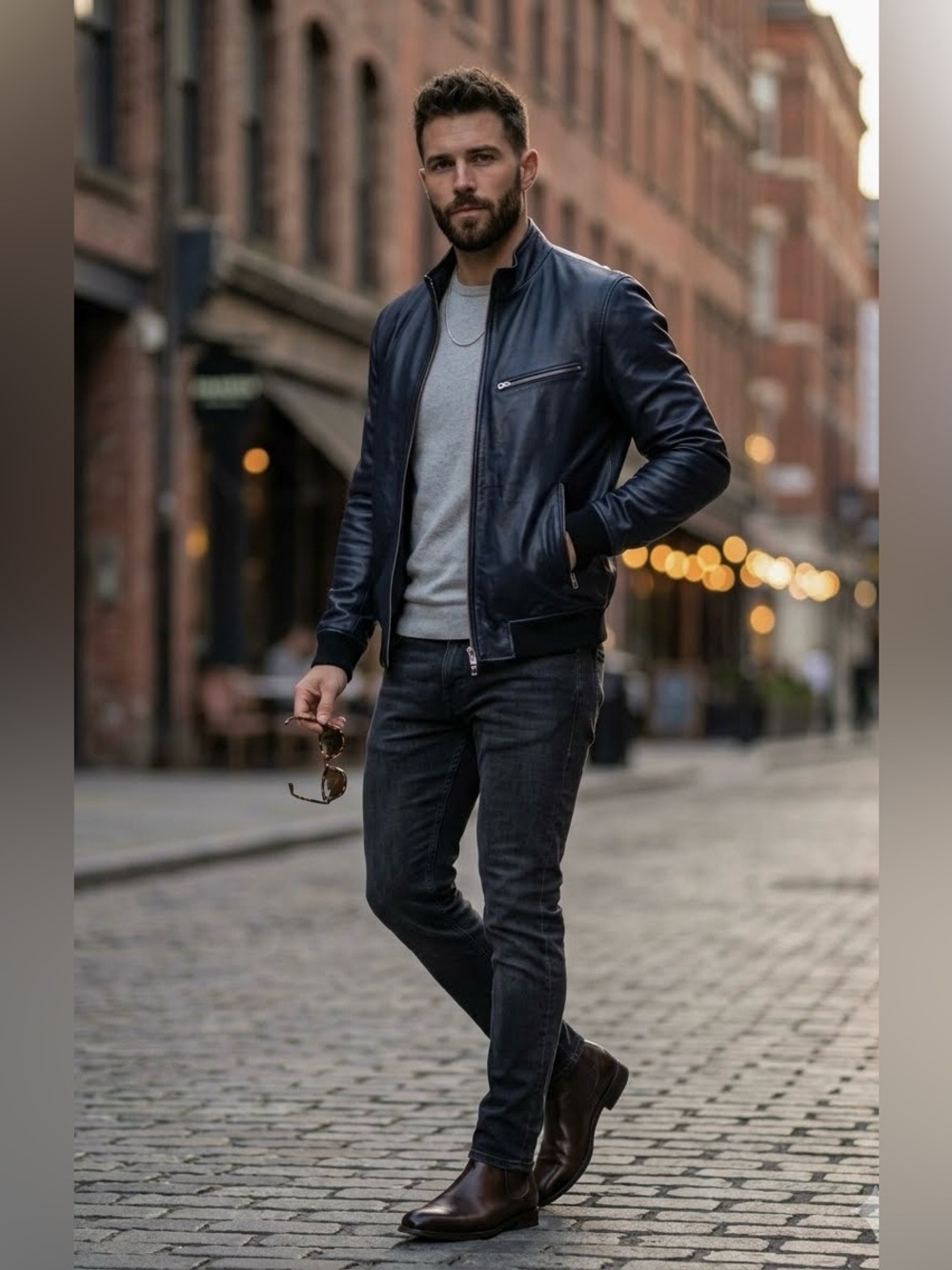 Theory Navy Viek L Skyward Lamb Leather Bomber Small